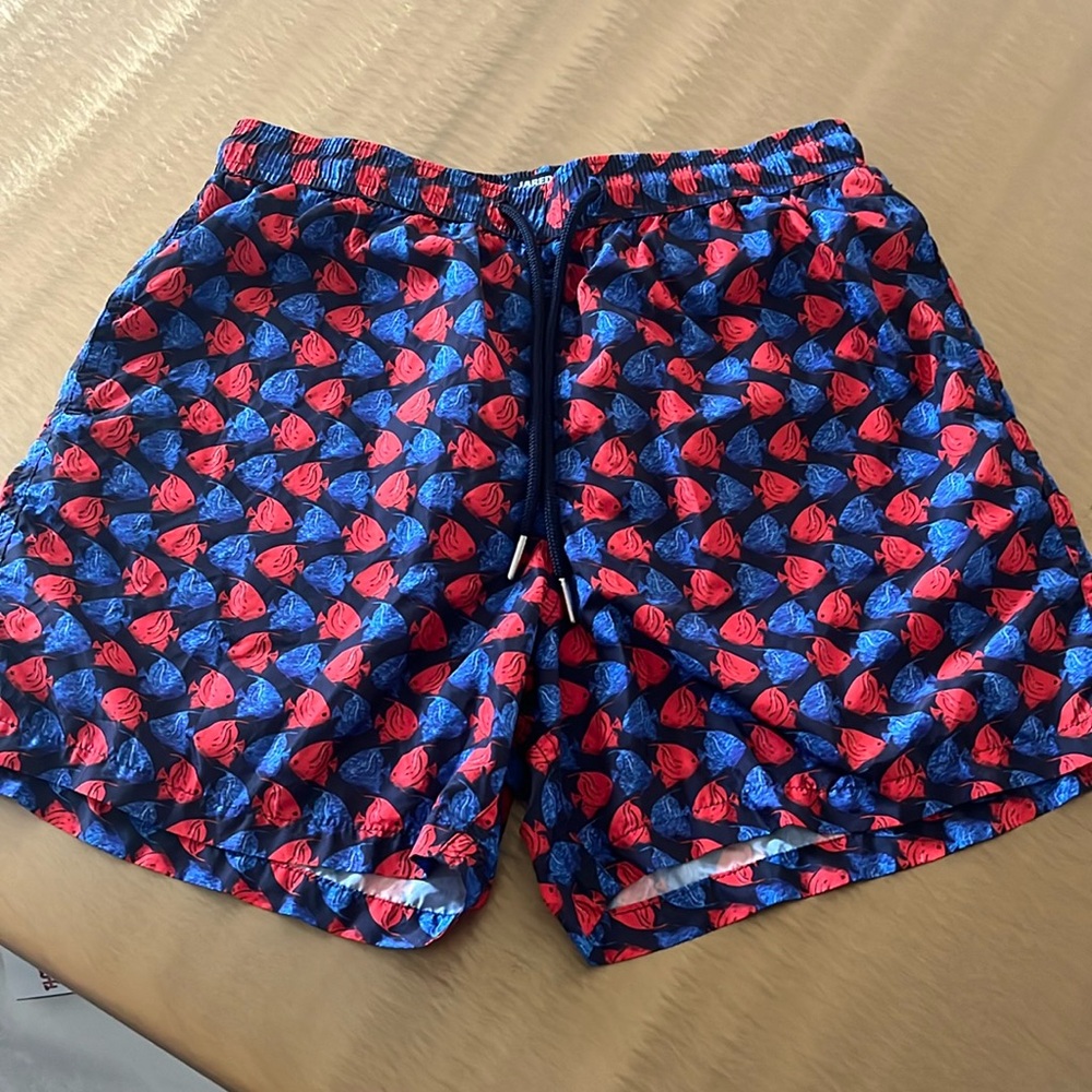 Jared Lang Red and Blue Swim Trunks